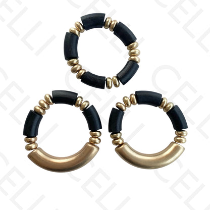 Bracelete de Moda Elástica- Madeira (conjunto de 3)