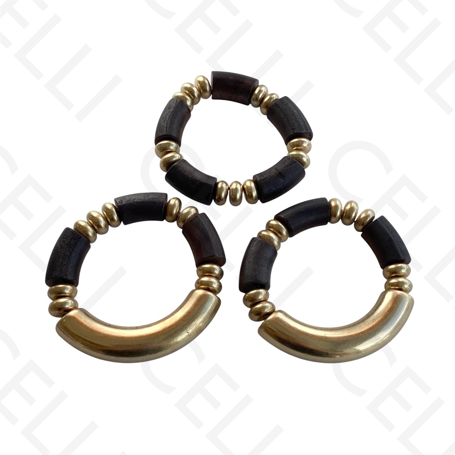 Bracelete de Moda Elástica- Madeira (conjunto de 3)