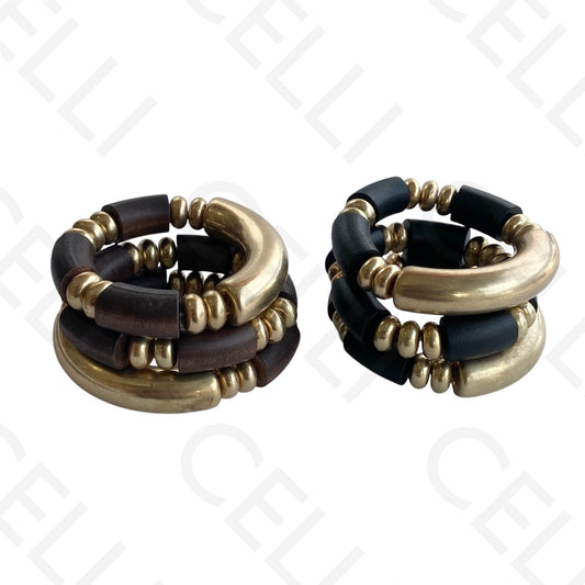 Bracelete de Moda Elástica- Madeira (conjunto de 3)