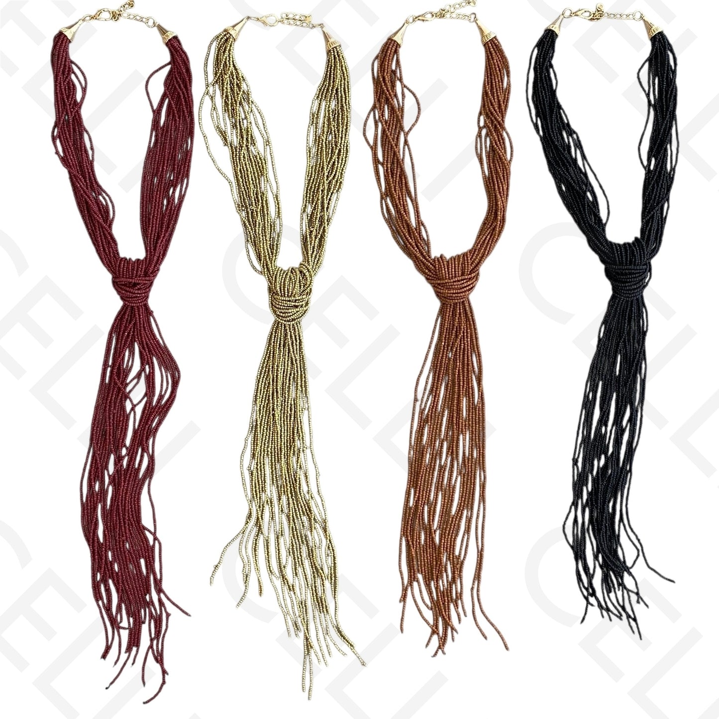 Colar de moda - múltiplo missangas em nó