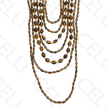 Colar de aço - resina oval castanho