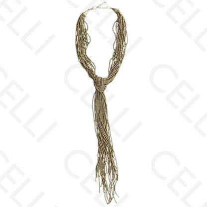 Colar de moda - múltiplo missangas em nó