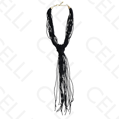 Colar de moda - múltiplo missangas em nó