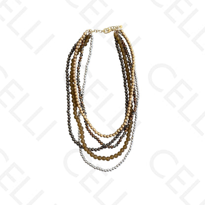 Colar de moda - 2 em 1 múltiplo com contas de resina