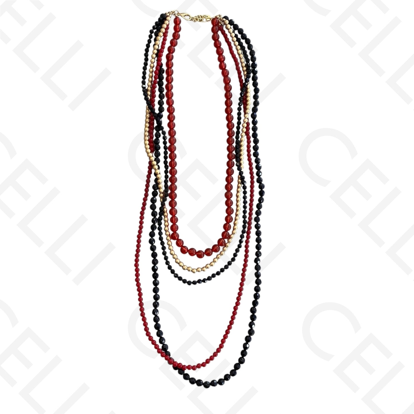 Colar de moda - 2 em 1 múltiplo com contas de resina