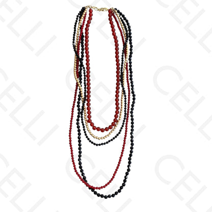 Colar de moda - 2 em 1 múltiplo com contas de resina