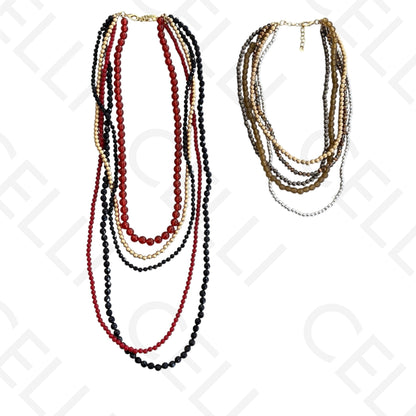 Colar de moda - 2 em 1 múltiplo com contas de resina