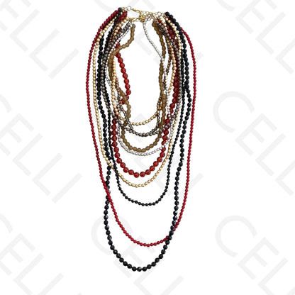 Colar de moda - 2 em 1 múltiplo com contas de resina