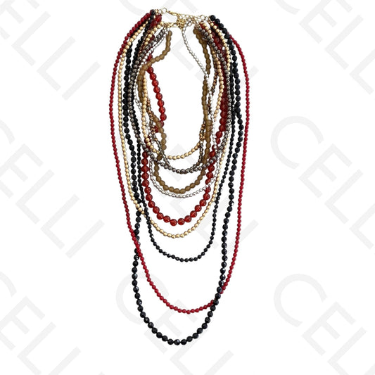 Colar de moda - 2 em 1 múltiplo com contas de resina