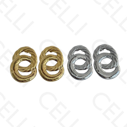 Brinco de aço - dois círculos entrelaçados