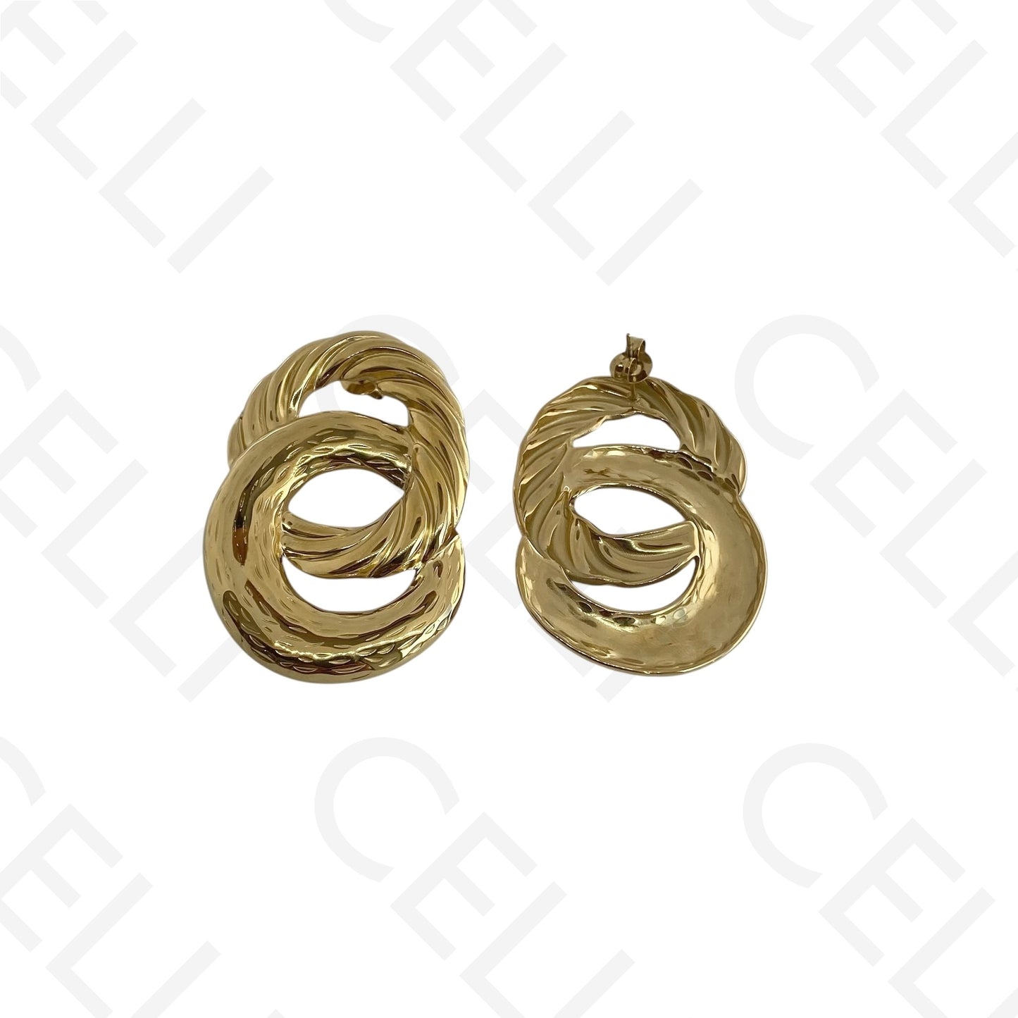 Brinco de aço - dois círculos entrelaçados