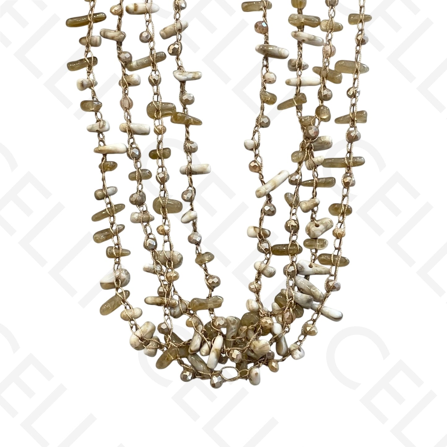 Colar de aço - fio de algodão com peças de resina