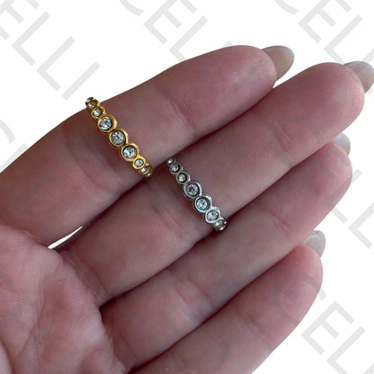 Steel Ring - circles with brilliants