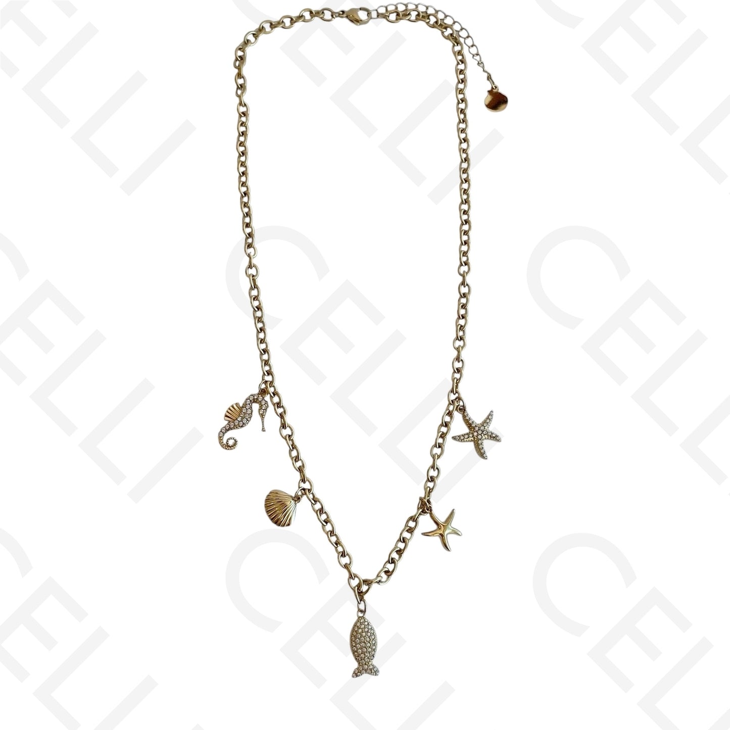 钢制项链 - 海洋元素加锆石