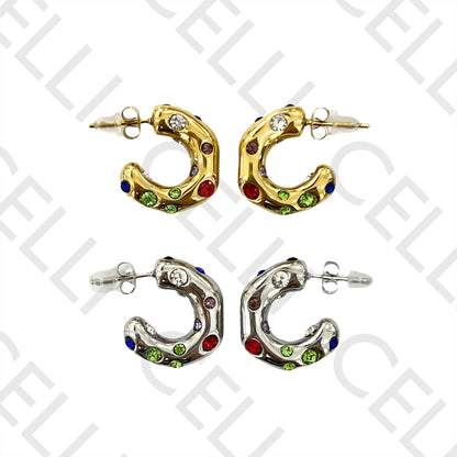 Steel Earring with Diamonds