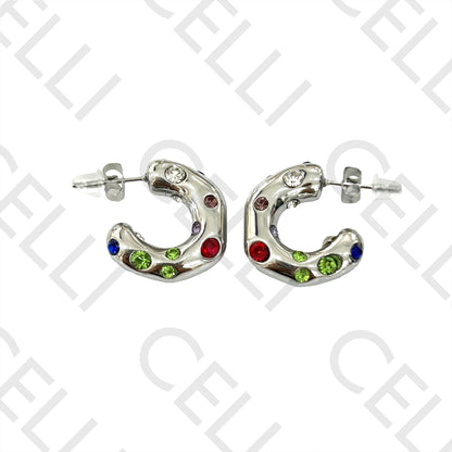 Steel Earring with Diamonds