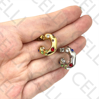 Steel Earring with Diamonds