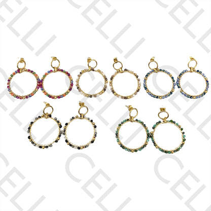 Steel Earring - Faceted Crystals