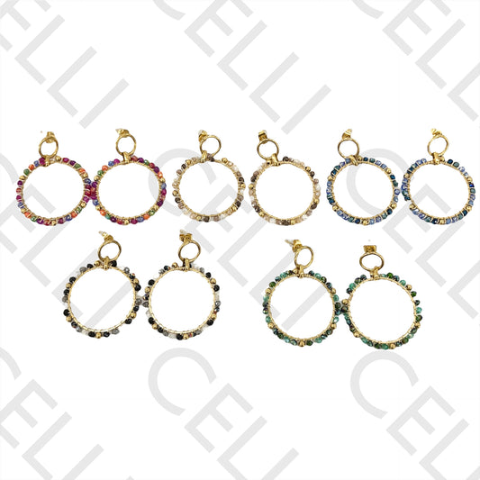 Steel Earring - Faceted Crystals