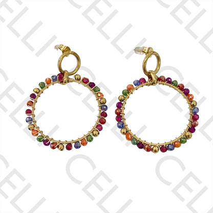 Steel Earring - Faceted Crystals