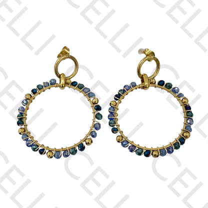 Steel Earring - Faceted Crystals