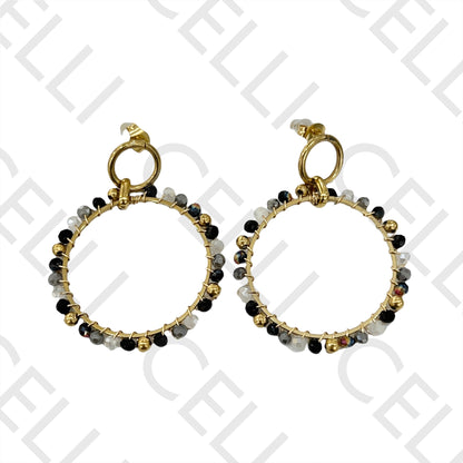 Steel Earring - Faceted Crystals