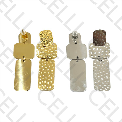 钢制耳环 - 锤纹细节