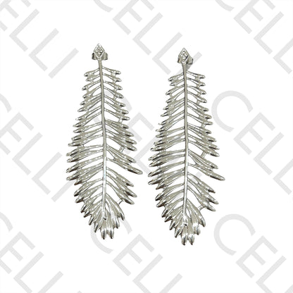 Steel Earring - leaf with brilliants