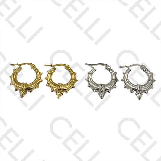 Steel Hoop Earrings - spikes