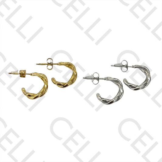 Steel Hoop Earrings - Twisted