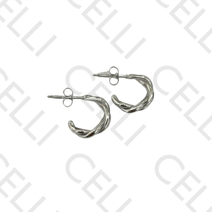 Steel Hoop Earrings - Twisted