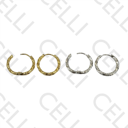 Steel Hoop Earrings - Twisted