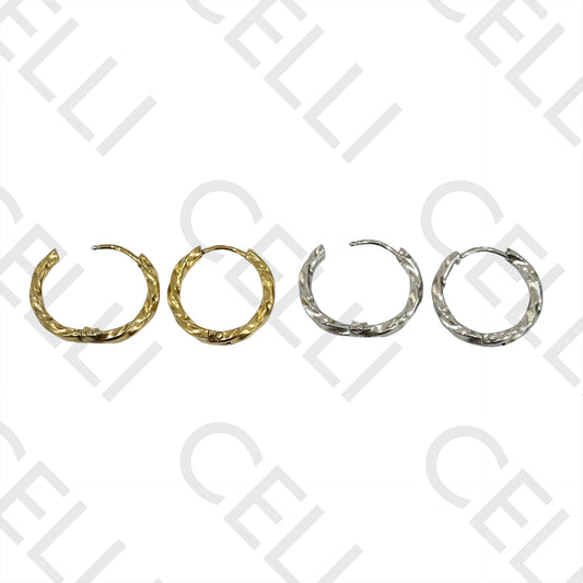 Steel Hoop Earrings - Twisted