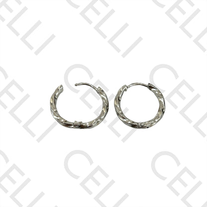 Steel Hoop Earrings - Twisted