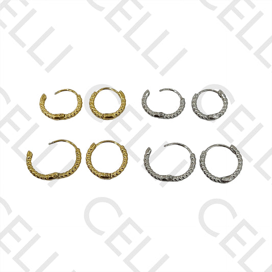 Steel Hoop Earrings - Twisted