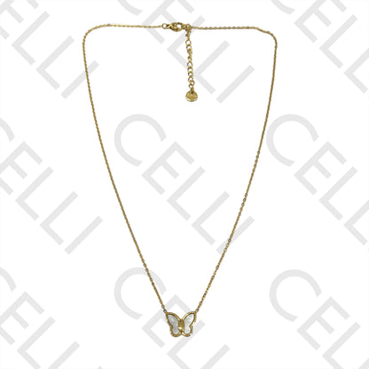 不锈钢项链/手链 - 带母贝的蝴蝶款式