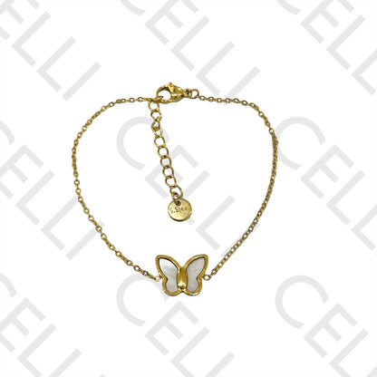 不锈钢项链/手链 - 带母贝的蝴蝶款式