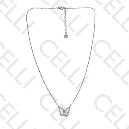 不锈钢项链/手链 - 带母贝的蝴蝶款式