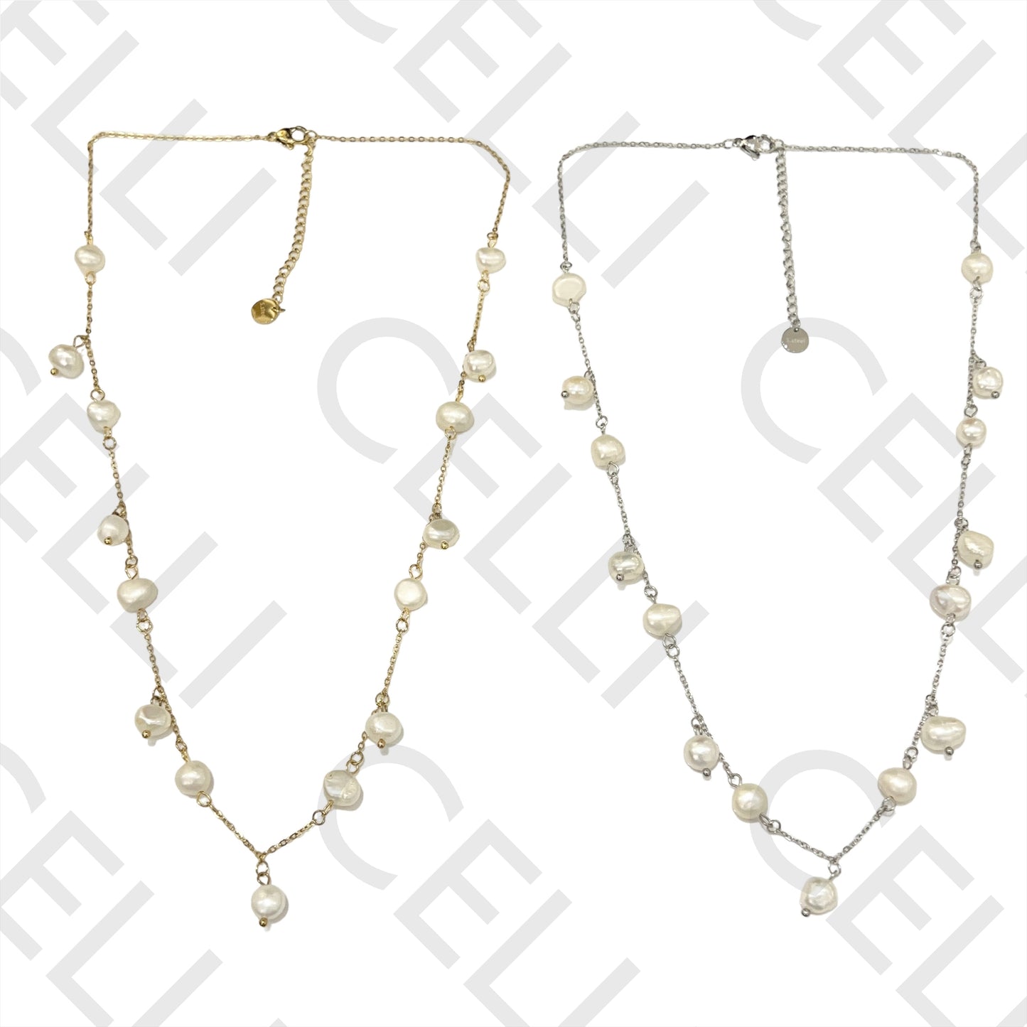 Steel Necklace - Freshwater Pearls