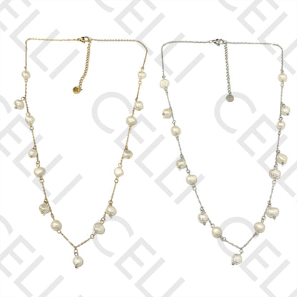 Steel Necklace - Freshwater Pearls