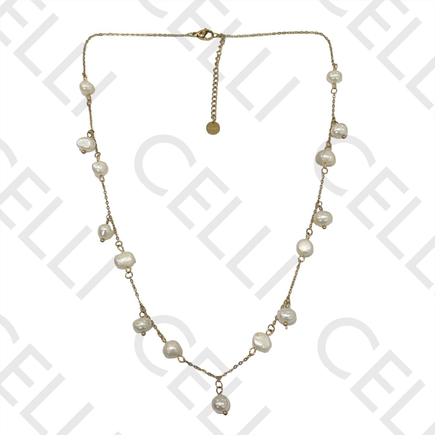 Steel Necklace - Freshwater Pearls