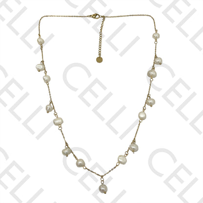 Steel Necklace - Freshwater Pearls