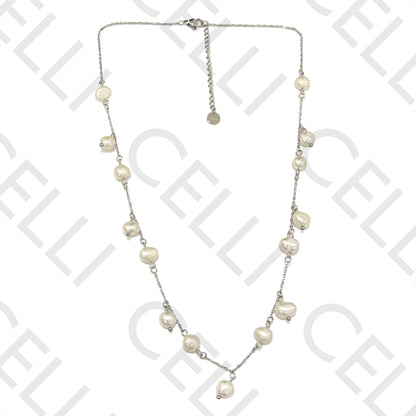 Steel Necklace - Freshwater Pearls