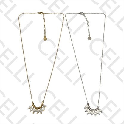 Collar de acero - perlas y bola de acero