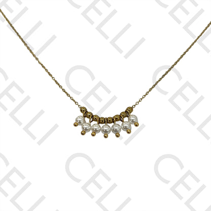 Collar de acero - perlas y bola de acero