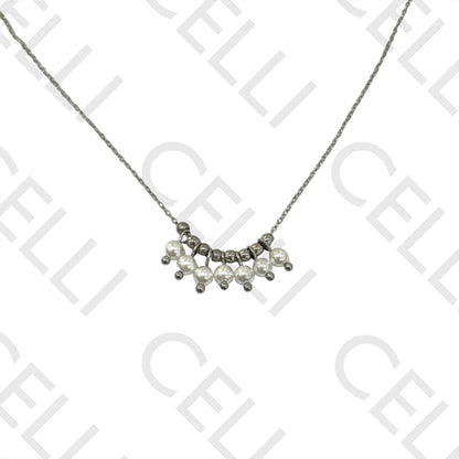 Collar de acero - perlas y bola de acero