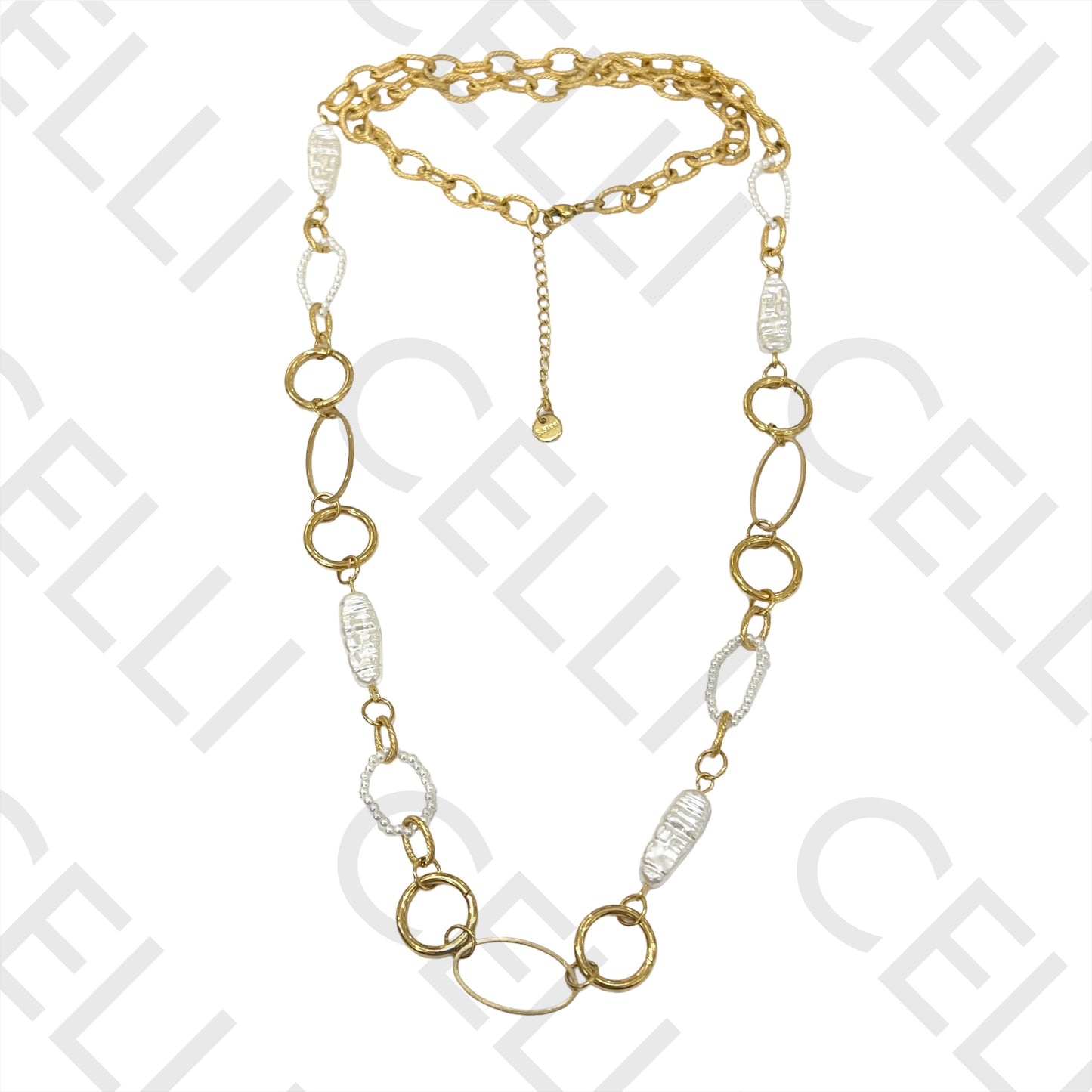 Steel Necklace (Long) - Pearls