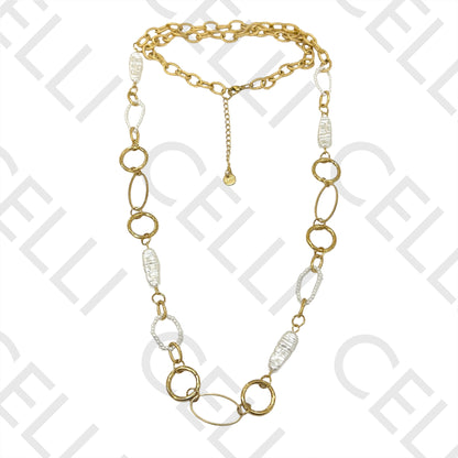 Steel Necklace (Long) - Pearls