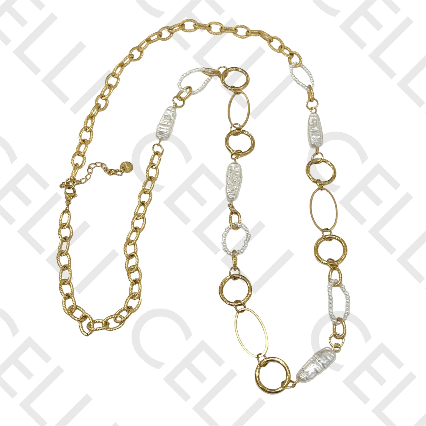 Steel Necklace (Long) - Pearls