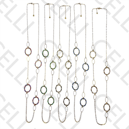 钢制项链（长）- 刻面水晶